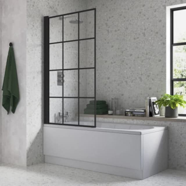 Scudo S6 Black Grid Bath Screen 1400 X 800