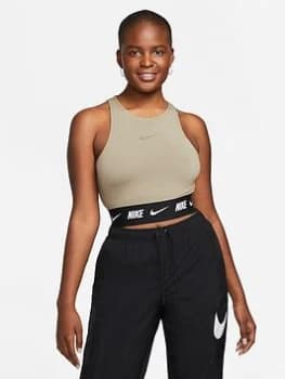 Nike NSW All Over Print Crop Top - Olive , Olive Size M Women