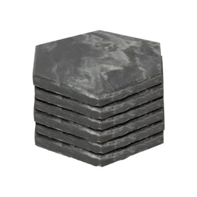 Argon Tableware 10Cm Marble Coasters - Black - Set Of 6 Hexagonal Drink Coasters Reusable Dining Table Drinking Glass Cup Mat