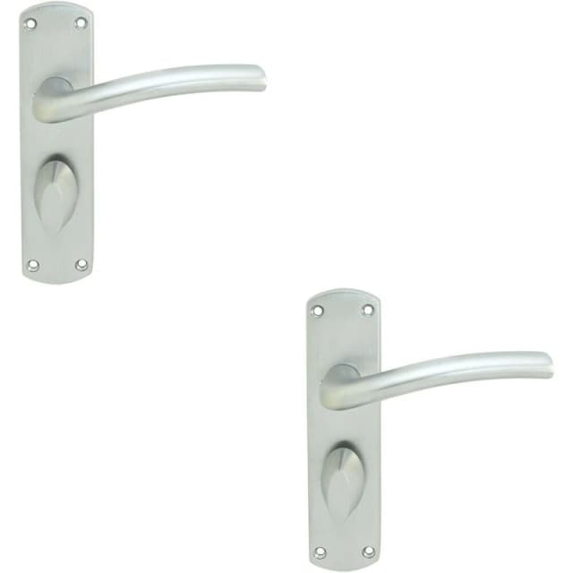 Loops 2x Rounded Curved Bar Handle on Bathroom Backplate 170 x 42mm Satin Chrome Multi