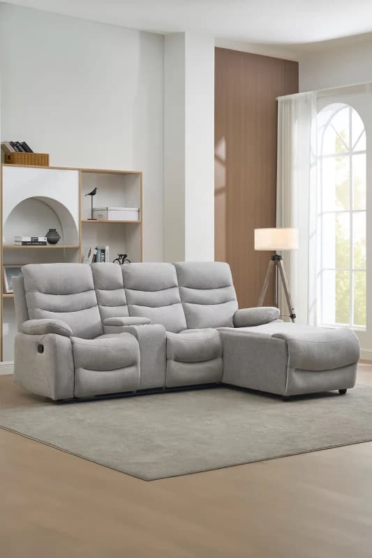 More4Homes Avon Chaise Manual Recliner Linen Sofa Grey