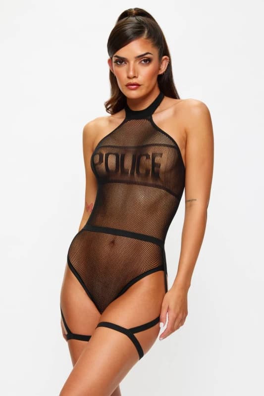 Ann Summers Womens Sultry Sergeant Crotchless Body in Black Size: XL/2XL Black Female XL/2XL