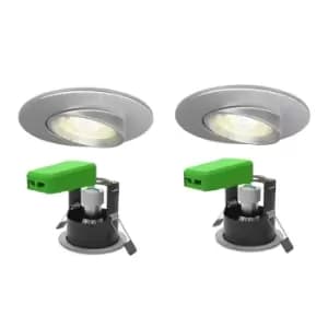 4lite WiZ Connected Smart LED Fire Rated Downlight IP20 GU10 Adjustable Satin Chrome WiFi/BLE Twin Pack, Satin Chrome