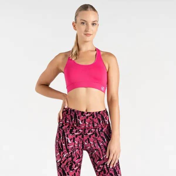 Dare 2b 'Don't Sweat It' Recycled Q-Wic Plus Medium Impact Sports Bra Pink