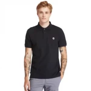 Timberland Millers River Organic Cotton Polo Shirt For Men In Black Black, Size S