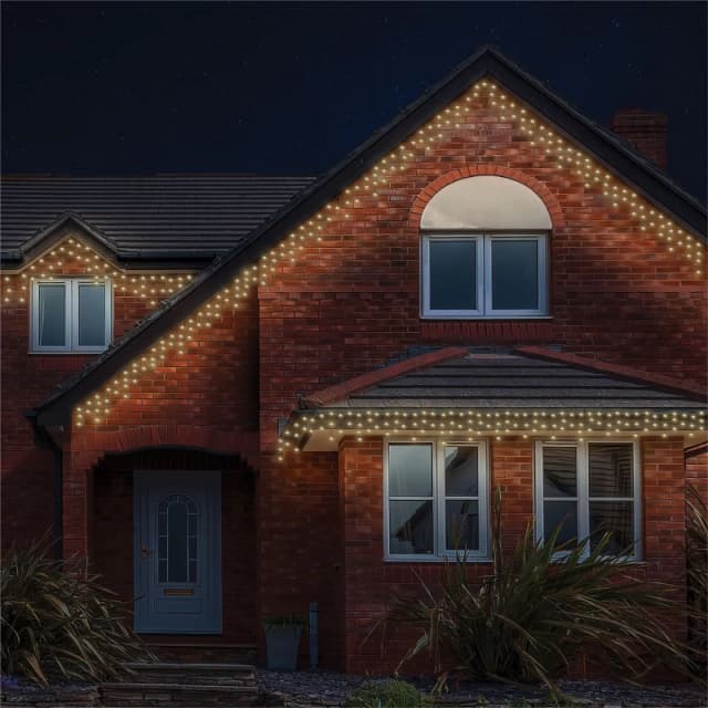 EAGLE-CON 2m Easy-Connect Warm White 60 Icicle Lights Black Rubber With 60/40/20cm Drop ELV-294339