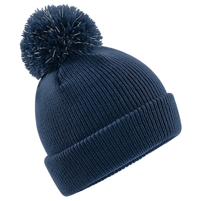 Beechfield Reflective Bobble Beanie in Navy Navy Unisex One Size