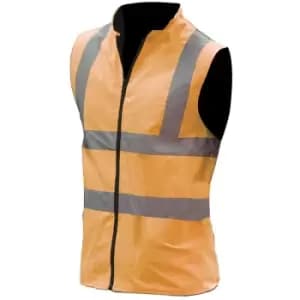 Yoko Mens Workwear Hi-Vis Reversible Fleece Vest / Jacket (2XL) (Hi Vis Orange) - Hi Vis Orange