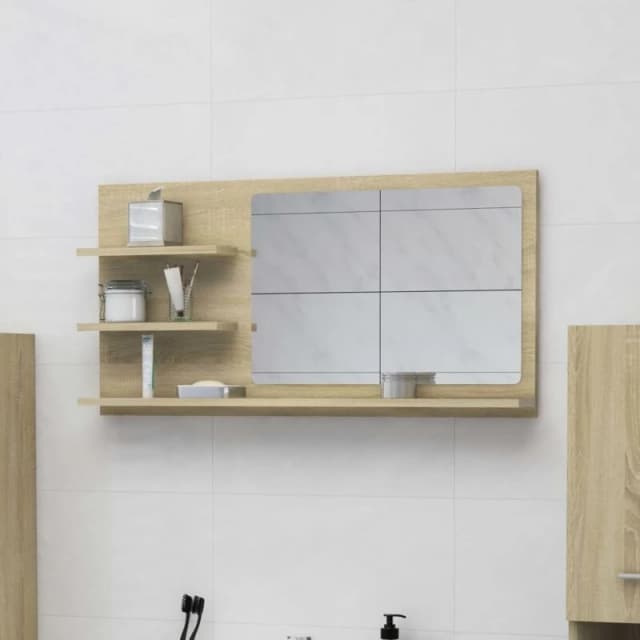 VIDAXL Bathroom Mirror Sonoma Oak 90x10.5x45cm Engineered Wood Vidaxl 8720286222034