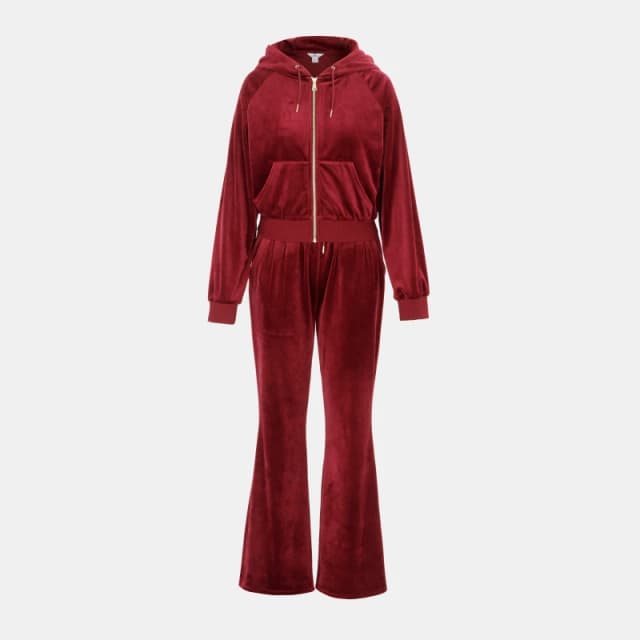 Miso Womens Velour Tracksuit Burgundy female 8 (XS)