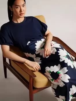 Ted Baker Daysiah Ponte Top With Midi Skirt Dress, Blue, Size 5=16, Women