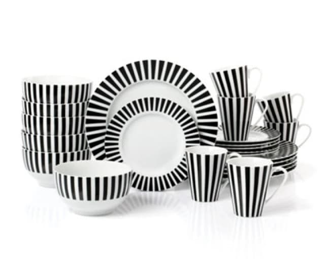 Waterside Waterside Stripe 24 Piece Dinner Set Monochrome MP03101
