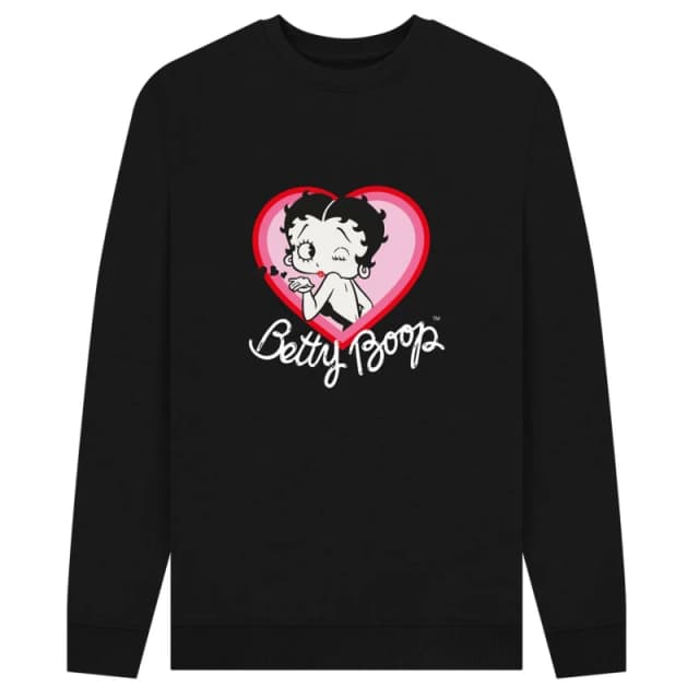 Betty Boop Mens Blow A Kiss Sweatshirt in Black Size: Small Black Male S