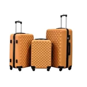 Groundlevel Diamond ABS 4 Wheel Orange Suitcase 3Pcs Set