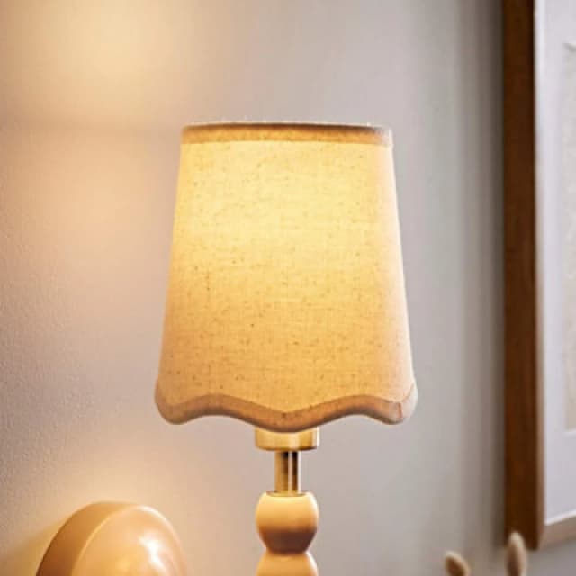 ValueLights ValueLights Mabel Linen Mini 10cm Scallop Edge with Trim Ceiling Light Lamp Shade in Natural Natural One Size Unisex 5016529273585