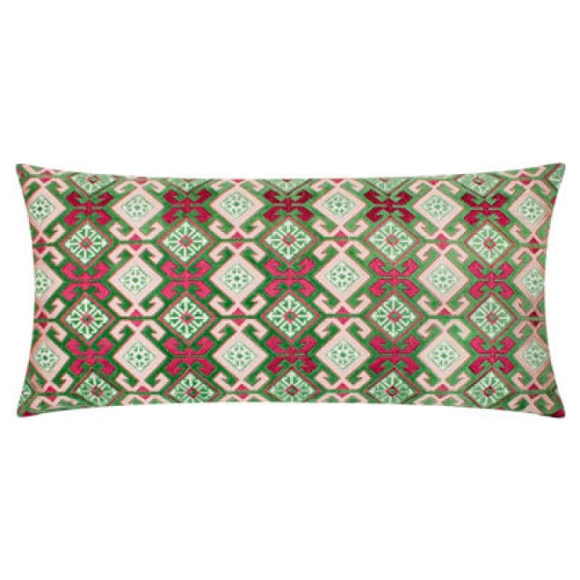 Paoletti Paoletti Laurel Floral Embroidered Cushion in Bright Green Bright Green One Size Unisex 5025532864628