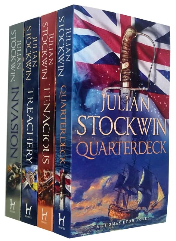 Julian Stockwin Kydd Series 4 Books Collection Set (Quarterdeck, Tenacious, Treachery, Invasion) Julian Stockwin Books