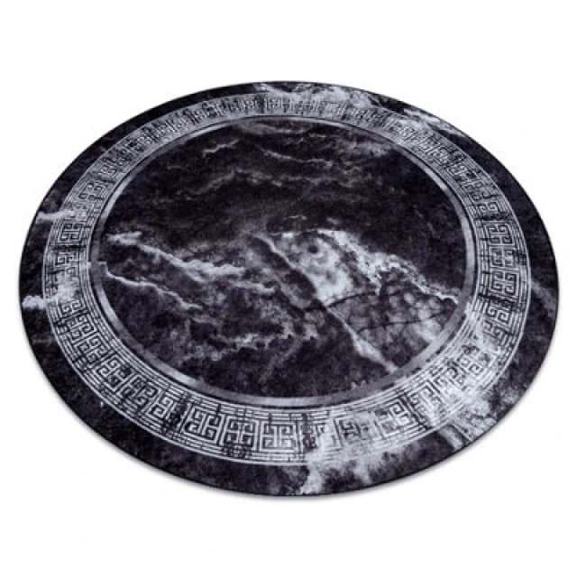 RugsX Miro 51199.807 Circle Washing Carpet Marble, Greek Anti Slip - Black / Circle 80 Cm