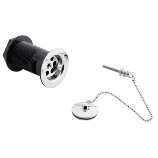 Balterley Ceramic Accessories Basin Waste with Brass Plug Brass Chain Chrome Silver