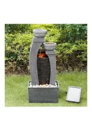Teamson Home Solar Power Water Fountain Garden Slate Grey Ornament