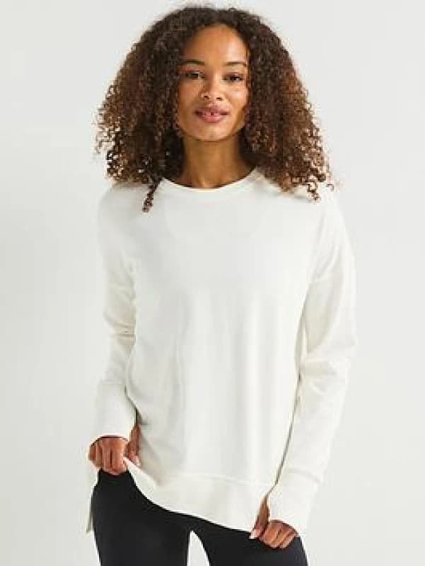 Sweaty Betty Womens Training After Class Longline Sweatshirt - White Size L, Women White WD8EC Female L