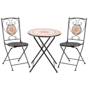 Outsunny 3 Piece Mosaic Bistro Set, 2 Folding Chairs & 1 Round Table Outdoor Furniture for Outdoor, Balcony, Poolside, Yellow