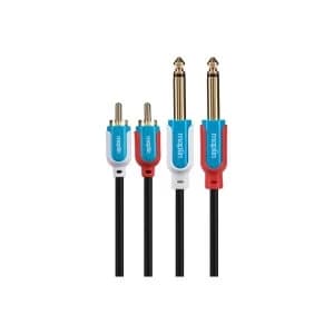 Maplin Premium Twin 0.25" 2 Pole Jack to Twin 2 Pole Phono Jack Cable 1.5m