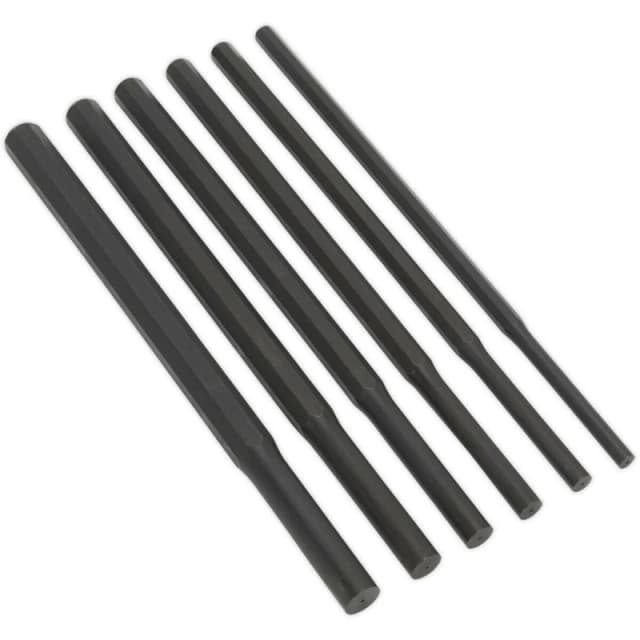Loops 6 Piece Heavy Duty Parallel Pin Punch Set - Hardened & Tempered - 350mm - Metric Multi