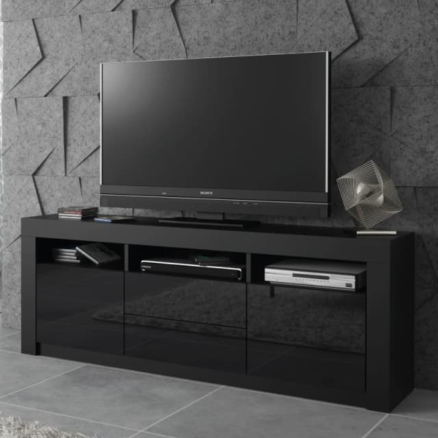 Creative Furniture Creative Furniture TV Unit 160cm Modern - Black with High Gloss Doors Black One Size Unisex 5061075249959