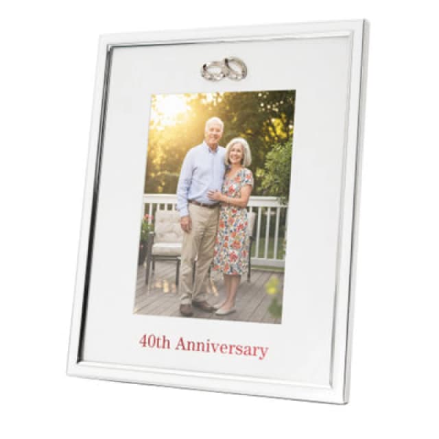 Happy Homewares 40Th Anniversary 5X7 Silver Frame With Diamante Rings