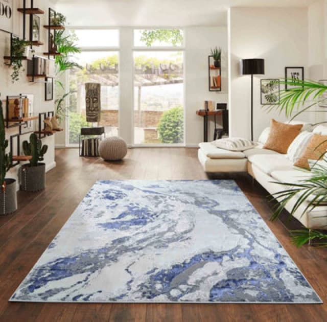 Picasso Modern Living Room Rug - Abstract Area Rugs Navy 200X290 Cm