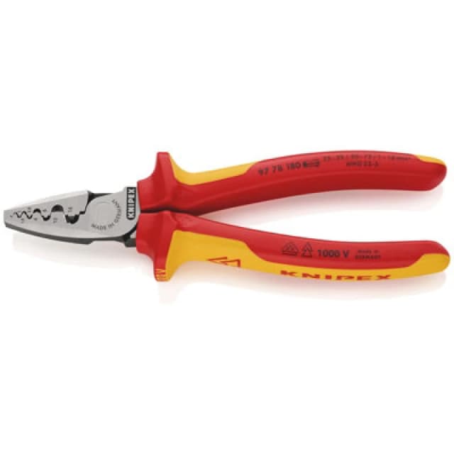 Knipex 97 78 180 Sb Vde Insulated Crimping Pliers For End Sleeves, 180 mm 26914