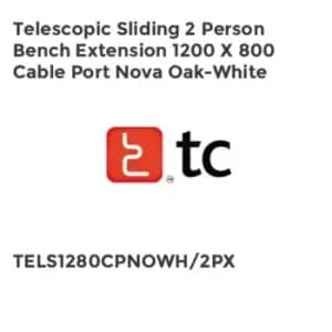 TC Group Telescopic Sliding 2 Person Bench Extension 1200 x 800 Cable Port Nova