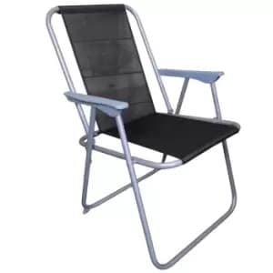 1 x Foldable Garden Chair Fixed position garden chair with grey frame and Black fabric