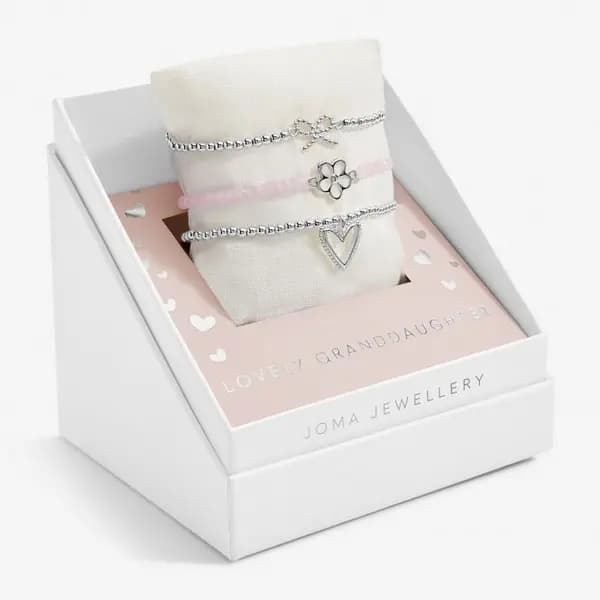 Gift Box Lovely Grandaghter Silver Plated Set Of 3 Bracelet C711