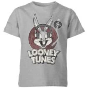 Looney Tunes Bugs Bunny Circle Logo Kids T-Shirt - Grey - 11-12 Years