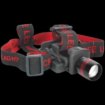 Sealey CREE LED 100 Optical Zoom Head Torch Black / Red