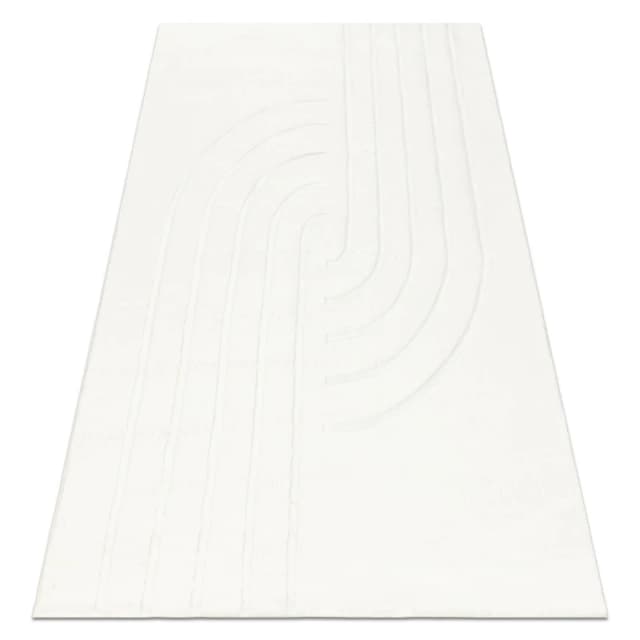 RugsX Curvy White 11 Curves Washable Rug, Structured, Embossed, Plush 80X150 Cm