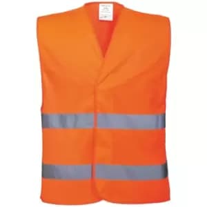 Portwest Unisex High Visibility Two Band Safety Work Vest (LXL) (Orange) - Orange