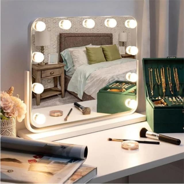 Kabinet UK Rotating Rectangular Mirror with 11 Bulbs White unisex Medium