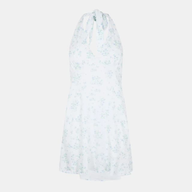 Jack Wills Womens Halter Mini Dress White/Blue Dits female 8 (XS)
