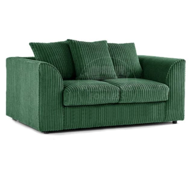 Furnishings For Less UK Luxor Jumbo Cord Green Fabric 2 Seater Sofa