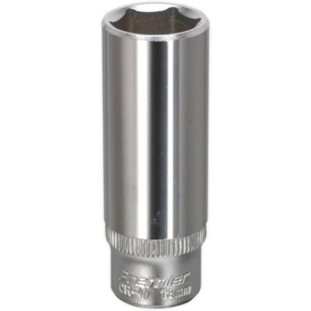 Loops 13mm Forged Steel Deep Drive Socket 1/4" Square Drive Chrome Vanadium Socket Metallics