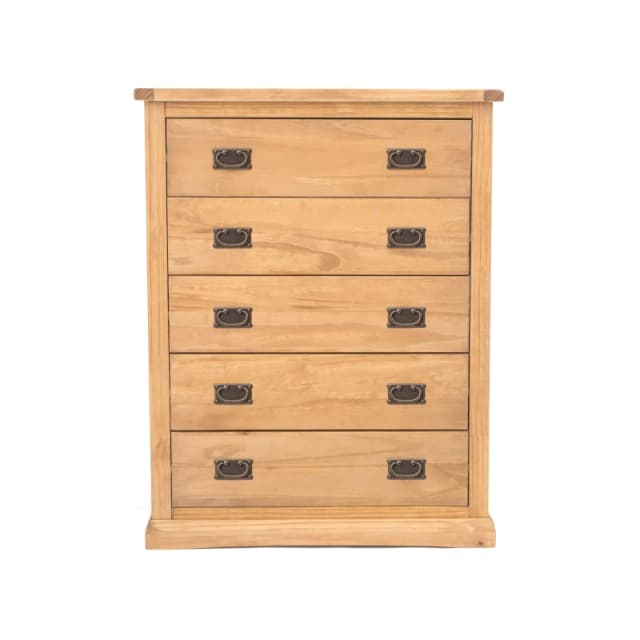 Cabinet Bits Lucca 5 Drawer Chest of Drawers Bras Drop Handle in Light Brown Light Brown Unisex