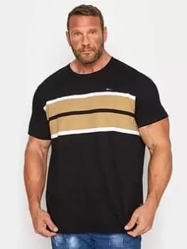 BadRhino Chest Cut & Sew Stripe T-Shirt - Black, Size 2XL, Men