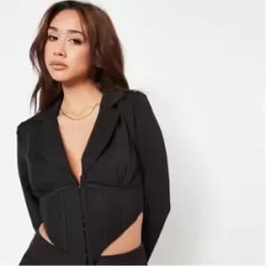 Missguided Corset Detail Crop Blazer - Black