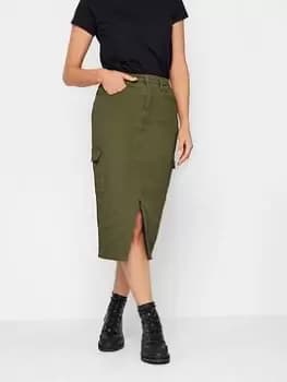 Long Tall Sally Long Tall Sally Khaki Utility Midi Skirt, Green, Size 22, Women