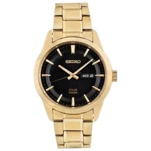 Seiko SNE368P9 Solar Movement Gold Plated Stainless Steel Bracelet Watch