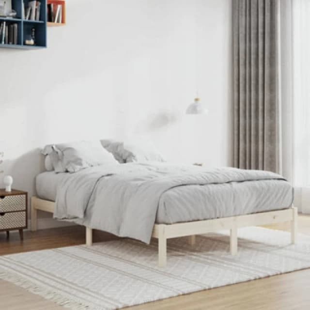 Vidaxl Bed Frame Without Mattress 137X190 Cm Solid Wood Pine Full