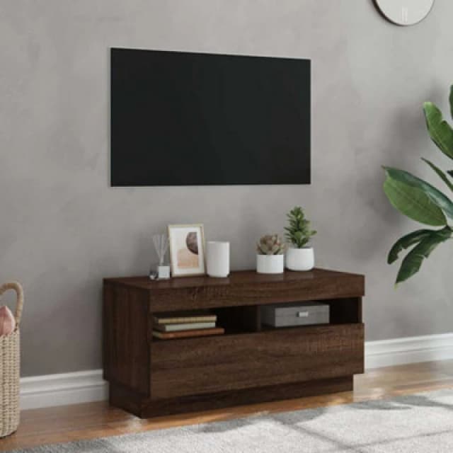 vidaXL TV Cabinet with LED Lights Brown Oak 80x35x40 cm, Brown 815725